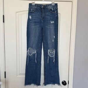 Risen Dark Blue Distressed Women's Jeans, Size 9/29
